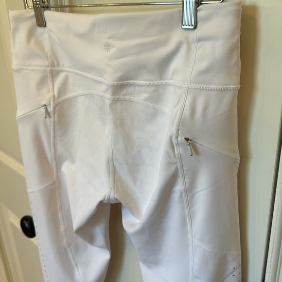 Athleta medium tall perforated white NWOT sleek zippers Leggings tights - Picture 6 of 9